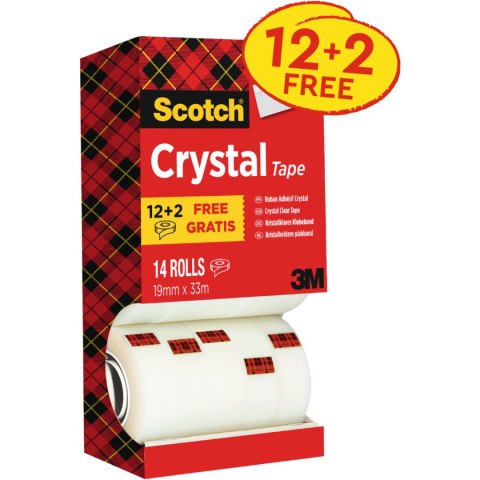 Taśmy SCOTCH CRYSTAL 19x33m 12+2 w kartonowym podajniku 6-1933R14 3M Taśmy SCOTCH CRYSTAL 19x33m 12+2 w kartonowym podajniku 6-1933R14 3M