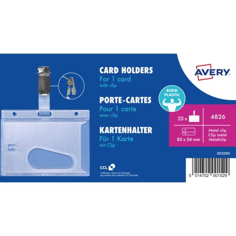 Holder plastikowy na karty 54x85mm (25 sztuk) 4826 AVERY Holder plastikowy na karty 54x85mm (25 sztuk) 4826 AVERY
