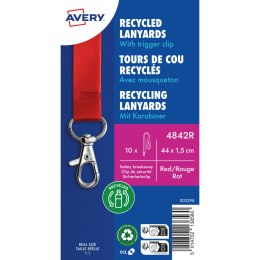 Smycz z karabińczykiem (10 sztuk) 440x15mm czerwona 4842R AVERY