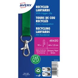 Smycz z karabińczykiem (10 sztuk) 440x15mm zielona 4842G AVERY