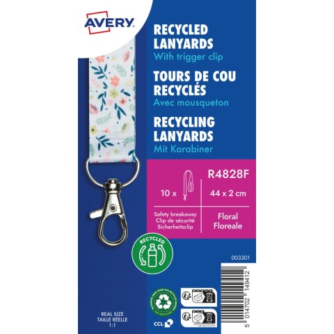Smycz z karabińczykiem (10 sztuk) 440x20mm kwiaty R4828F AVERY Smycz z karabińczykiem (10 sztuk) 440x20mm kwiaty R4828F AVERY