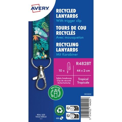 Smycz z karabińczykiem (10 sztuk) 440x20mm tropik R4828T AVERY Smycz z karabińczykiem (10 sztuk) 440x20mm tropik R4828T AVERY