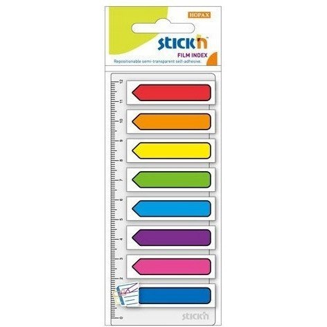 Zakładki indeksujące Strzałki 8x15szt.+linijka 21466 STICK`N Zakładki indeksujące Strzałki 8x15szt.+linijka 21466 STICK`N