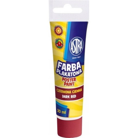 Farba plakatowa w tubkach 30ml szkolna czerwona ciemna 83110911 ASTRA Farba plakatowa w tubkach 30ml szkolna czerwona ciemna 83110911 ASTRA
