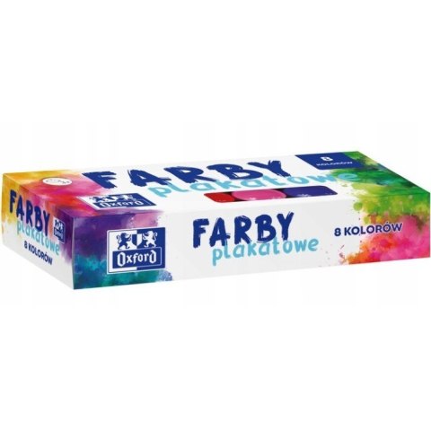 Farby plakatowe szkolne 8 kolorów 20ml zestaw 400167102 OXFORD Farby plakatowe szkolne 8 kolorów 20ml zestaw 400167102 OXFORD