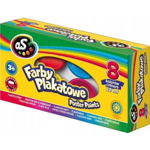 Farby plakatowe szkolne 8 kolorów 20ml zestaw AS 301219002 ASTRA Farby plakatowe szkolne 8 kolorów 20ml zestaw AS 301219002 ASTRA