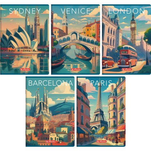 Zeszyt szkolny A5 60 kartek w linie 70g RETRO CITY 400196846 HERLITZ Zeszyt szkolny A5 60 kartek w linie 70g RETRO CITY 400196846 HERLITZ