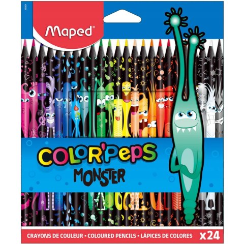 Kredki trójkątne MONSTER 24 kolory w czarnej obudowie 862624 COLORPEPS MAPED Kredki trójkątne MONSTER 24 kolory w czarnej obudowie 862624 COLORPEPS MAPED