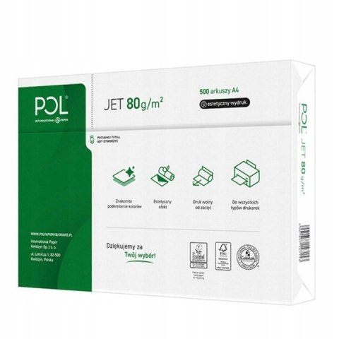 Papier ksero A4 80g POLJET (5ryz) klasa białości A 166 Papier ksero A4 80g POLJET (5ryz) klasa białości A 166