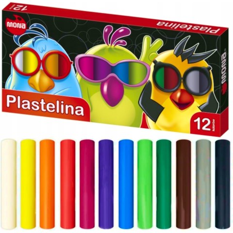 Plastelina szkolna dla dzieci Zestaw 12 kolorów MONA St.Majewski Plastelina szkolna dla dzieci Zestaw 12 kolorów MONA St.Majewski