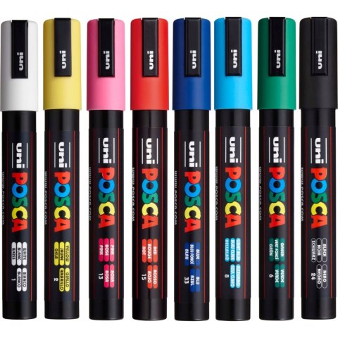 Marker UNI z farbą plakatową Posca PC-5M 8 kolorów Marker UNI z farbą plakatową Posca PC-5M 8 kolorów
