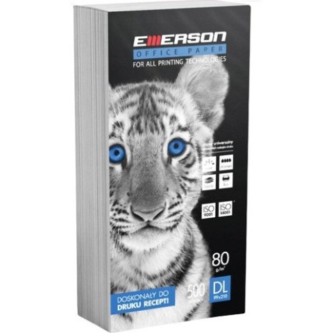 Papier receptowy DL 80g EMERSON TIGER (210x99mm) biały 500ark Papier receptowy DL 80g EMERSON TIGER (210x99mm) biały 500ark
