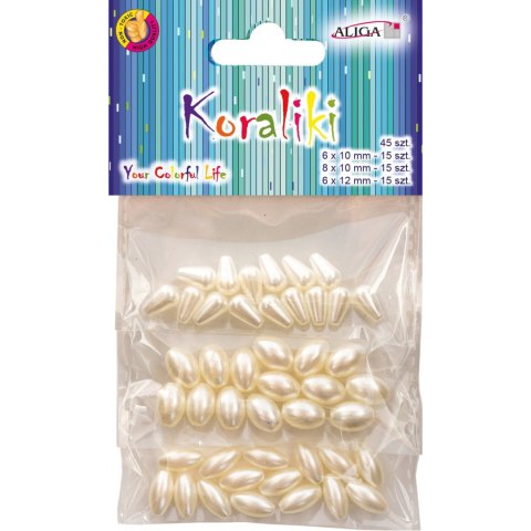 Koraliki perłowe plastikowe mix rozm. 45szt. PJ-7889 ALIGA Koraliki perłowe plastikowe mix rozm. 45szt. PJ-7889 ALIGA
