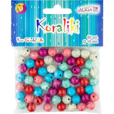 Koraliki plastikowe 10mm, mix kol. op.60 szt. PJ-0644 ALIGA Koraliki plastikowe 10mm, mix kol. op.60 szt. PJ-0644 ALIGA