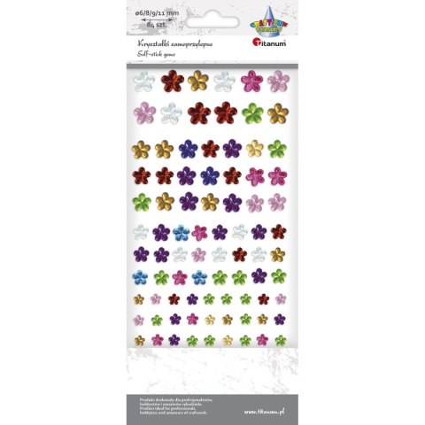 Kryształki samoprzylepne KWIATY mix wzorów, kolorów 84szt. 460222 TITANUM Kryształki samoprzylepne KWIATY mix wzorów, kolorów 84szt. 460222 TITANUM