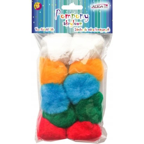 Pompony akrylowe POM-202 mix kolorów (10 szt.) śr. 5 cm ALIGA Pompony akrylowe POM-202 mix kolorów (10 szt.) śr. 5 cm ALIGA