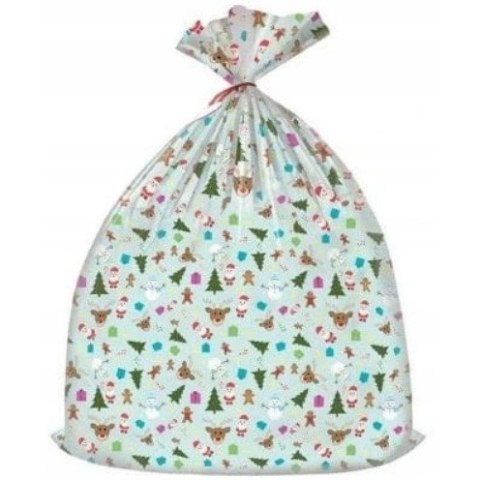 Worek upominkowy CHRISTMAS plastik XXL mix wzorów 92x110 PaKaDo Worek upominkowy CHRISTMAS plastik XXL mix wzorów 92x110 PaKaDo