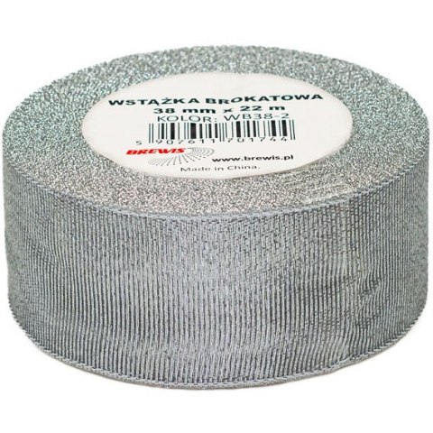 Wstążka brokatowa 38mm srebrna WB38-2 BREWIS Wstążka brokatowa 38mm srebrna WB38-2 BREWIS