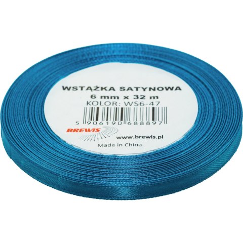 Wstążka satynowa 6mm/32m turkusowy BREWIS Wstążka satynowa 6mm/32m turkusowy BREWIS