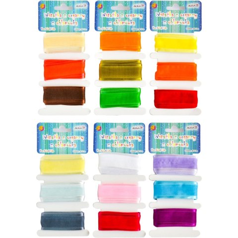 Wstążka z organzy z oblamówką 3 kolory x 2m WSO-1065 ALIGA Wstążka z organzy z oblamówką 3 kolory x 2m WSO-1065 ALIGA