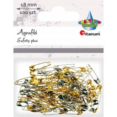 Agrafki złote / srebrne mini 18mm (100 szt) 623218 TITANUM Agrafki złote / srebrne mini 18mm (100 szt) 623218 TITANUM