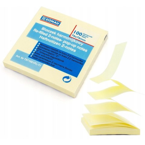 Bloczek samoprzylepny 75x75mm 100k żółty `Z` 7571001PL-11 DONAU Bloczek samoprzylepny 75x75mm 100k żółty `Z` 7571001PL-11 DONAU