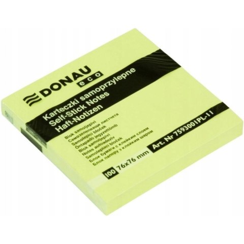 Bloczek samoprzylepny żółty ekologiczny 76x76mm ECO 100 kartek 7593001PL-11 DONAU Bloczek samoprzylepny żółty ekologiczny 76x76mm ECO 100 kartek 7593001PL-11 DONAU