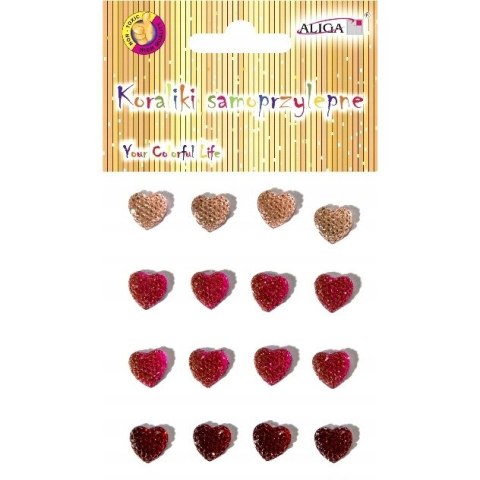 Dżety kryształki samoprzylepne serca 12mm mix kolorów JET-2411 ALIGA Dżety kryształki samoprzylepne serca 12mm mix kolorów JET-2411 ALIGA