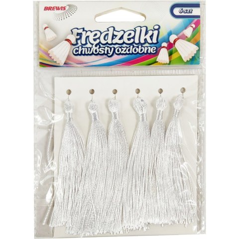 Frędzelki (chwosty ozdobne) FR2 (6 sztuk) 8 cm białe BREWIS Frędzelki (chwosty ozdobne) FR2 (6 sztuk) 8 cm białe BREWIS