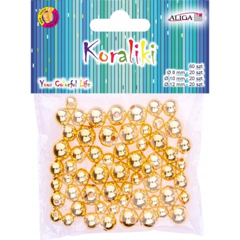 Koraliki plastikowe mix rozmiarów (60 sztuk) złote PJ-9463 ALIGA Koraliki plastikowe mix rozmiarów (60 sztuk) złote PJ-9463 ALIGA
