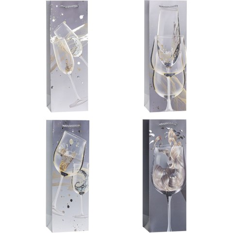 Torebka prezentowa 12x36x9cm na butelkę TBF-24014-HS-BB ROZETTE Torebka prezentowa 12x36x9cm na butelkę TBF-24014-HS-BB ROZETTE