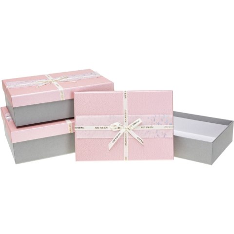 Zestaw pudełek ozdobnych PUG-23220-PR PINK (3szt) ROZETTE Zestaw pudełek ozdobnych PUG-23220-PR PINK (3szt) ROZETTE