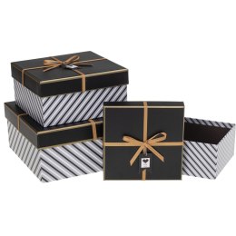 Zestaw pudełek ozdobnych PUG-23295-KW BLACK (3szt) ROZETTE