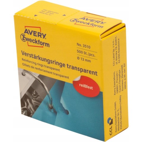Etykieta pierścienie wzmacniające Q13mm przezroczyste 3510 AVERY ZWECKFORM Etykieta pierścienie wzmacniające Q13mm przezroczyste 3510 AVERY ZWECKFORM