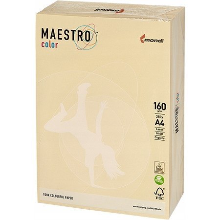 Papier ksero A4 160g MAESTRO COLOR BE66 pastel kość słoniowa/wanilia (250ark) Papier ksero A4 160g MAESTRO COLOR BE66 pastel kość słoniowa/wanilia (250ark)