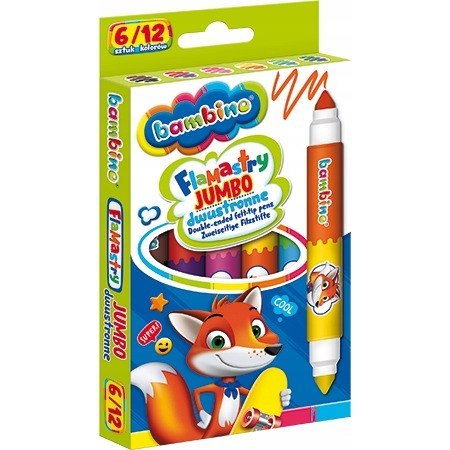 Flamastry dwustronne Jumbo Zestaw 6 sztuk 12 kolorów Pisaki Mazaki BAMBINO St.Majewski Flamastry dwustronne Jumbo Zestaw 6 sztuk 12 kolorów Pisaki Mazaki BAMBINO St.Majewski