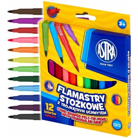 Flamastry stożkowe zestaw 12 kolorów pisaki mazaki 314110003 ASTRA Flamastry stożkowe zestaw 12 kolorów pisaki mazaki 314110003 ASTRA