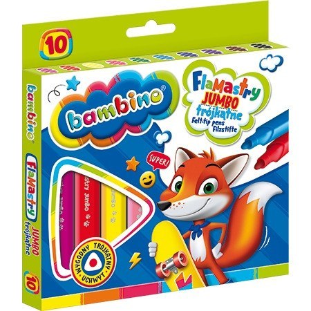 Flamastry trójkątne dla dzieci Jumbo Zestaw 10 kolorów Pisaki Mazaki BAMBINO St.Majewski Flamastry trójkątne dla dzieci Jumbo Zestaw 10 kolorów Pisaki Mazaki BAMBINO St.Majewski