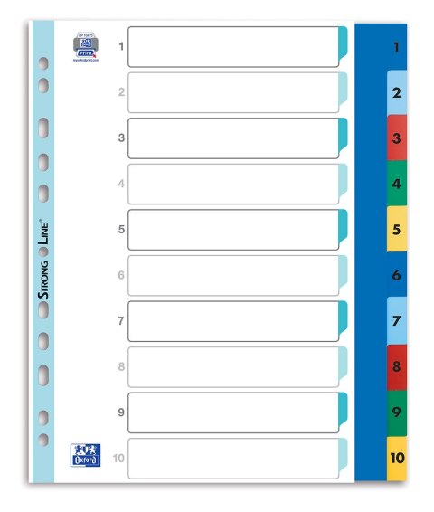 Przekładki A4 MAXI 1-10 kolor PP numeryczne 100205095 OXFORD Przekładki A4 MAXI 1-10 kolor PP numeryczne 100205095 OXFORD