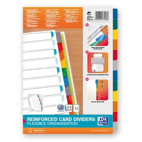 Przekładki kartonowe A4+ MYLAR 1-12 kolor 100204983 OXFORD Przekładki kartonowe A4+ MYLAR 1-12 kolor 100204983 OXFORD
