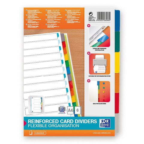 Przekładki kartonowe A4 MYLAR 1-6 kolor OXFORD 100204976 Przekładki kartonowe A4 MYLAR 1-6 kolor OXFORD 100204976