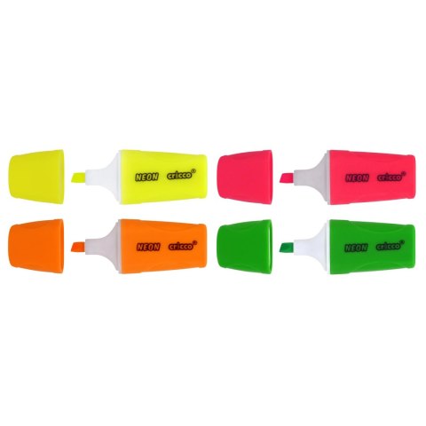 Zakreślacze mini neon CRICCO 4 kolory etui CR390W4 Zakreślacze mini neon CRICCO 4 kolory etui CR390W4