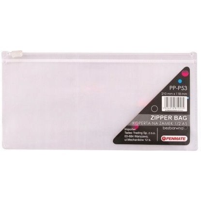 Koperta na suwak PP-P53 1/3 A4 bezbarwna TT6694 PENMATE Koperta na suwak PP-P53 1/3 A4 bezbarwna TT6694 PENMATE