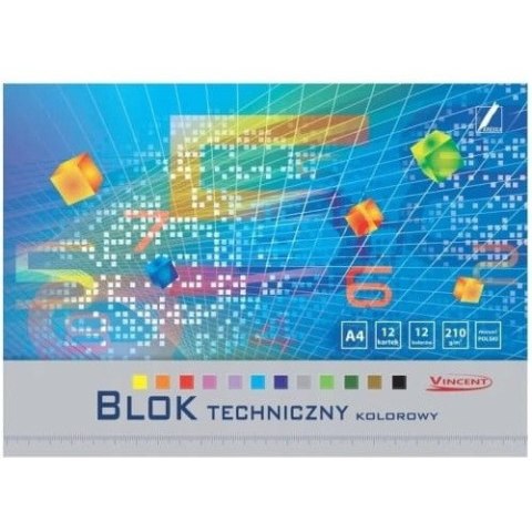 Blok techniczny kolorowy A4 12k 210g Vincent KRESKA Blok techniczny kolorowy A4 12k 210g Vincent KRESKA