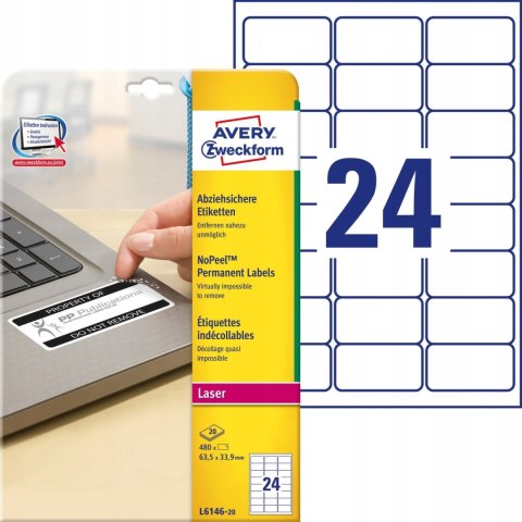 Etykieta ZF 63,5x33,9 L6146-20 AVERY ZWECKFORM Etykieta ZF 63,5x33,9 L6146-20 AVERY ZWECKFORM