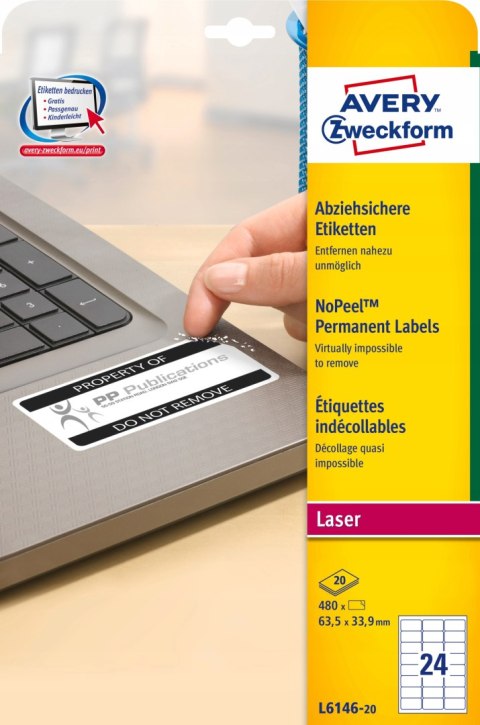 Etykieta ZF 63,5x33,9 L6146-20 AVERY ZWECKFORM Etykieta ZF 63,5x33,9 L6146-20 AVERY ZWECKFORM
