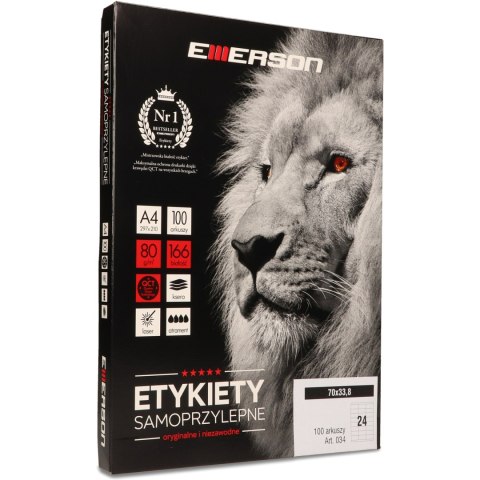Etykiety A4 białe (100 ark) 70x33,8mm nr.034 EMERSON eta4070x338 Etykiety A4 białe (100 ark) 70x33,8mm nr.034 EMERSON eta4070x338