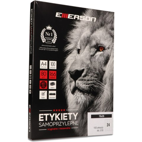 Etykiety A4 białe (100ark) 70x35mm nr.018 EMERSON eta4070x035 Etykiety A4 białe (100ark) 70x35mm nr.018 EMERSON eta4070x035