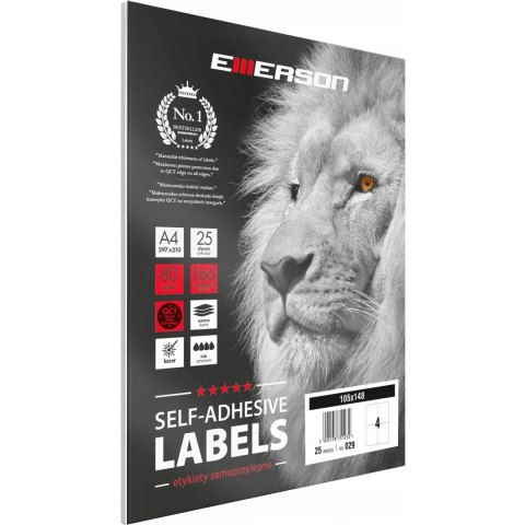 Etykiety A4 białe (25ark) 105x148mm nr 029 eta4105x148w25 EMERSON Etykiety A4 białe (25ark) 105x148mm nr 029 eta4105x148w25 EMERSON