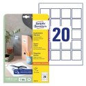 Etykiety kwadratowe 45x45mm (10 arkuszy=200 etykiet) 6252-10 AVERY ZWECKFORM